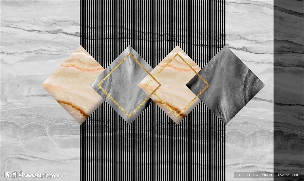 几何大理石电视背景墙