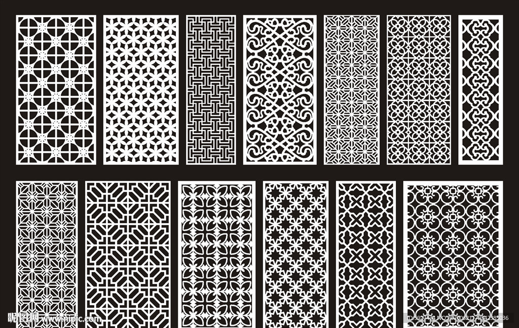 中式镂空隔断雕花