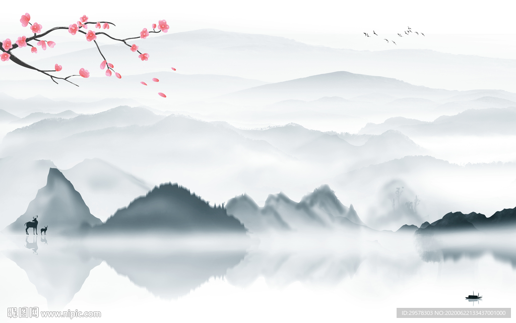 最新山水背景画 TIF分层