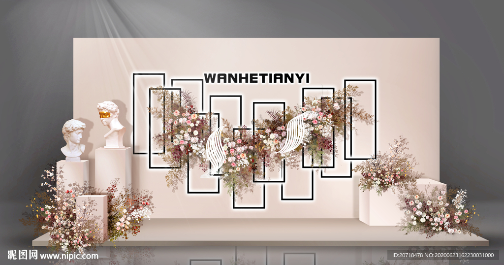 泰式香槟婚礼迎宾区效果图