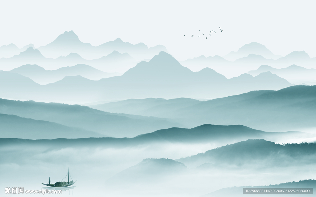 中式超高清山水画 tif分层