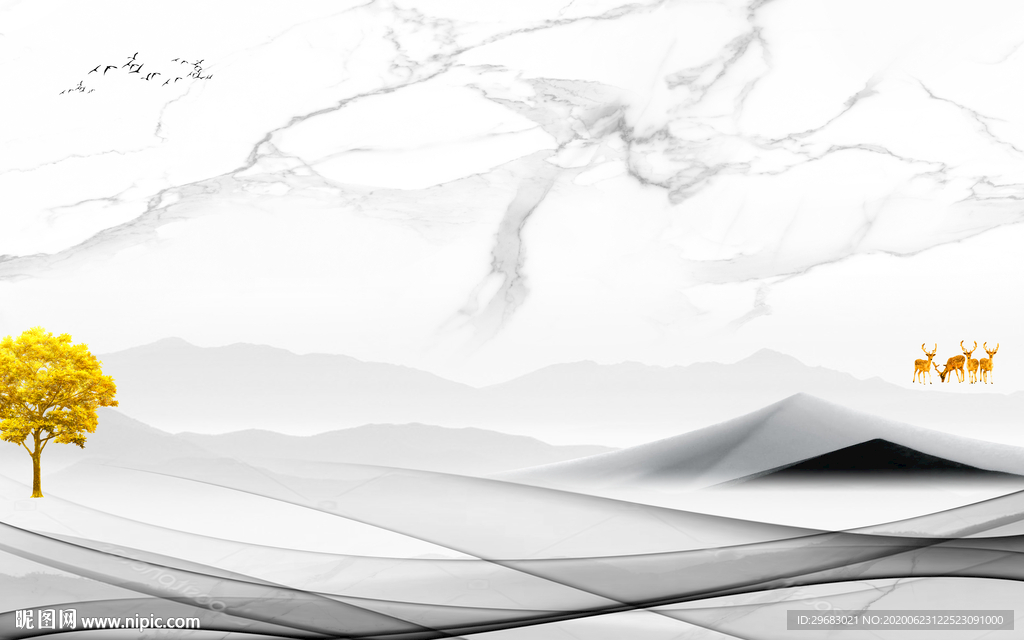 爵士白超高清山水画 tif分层