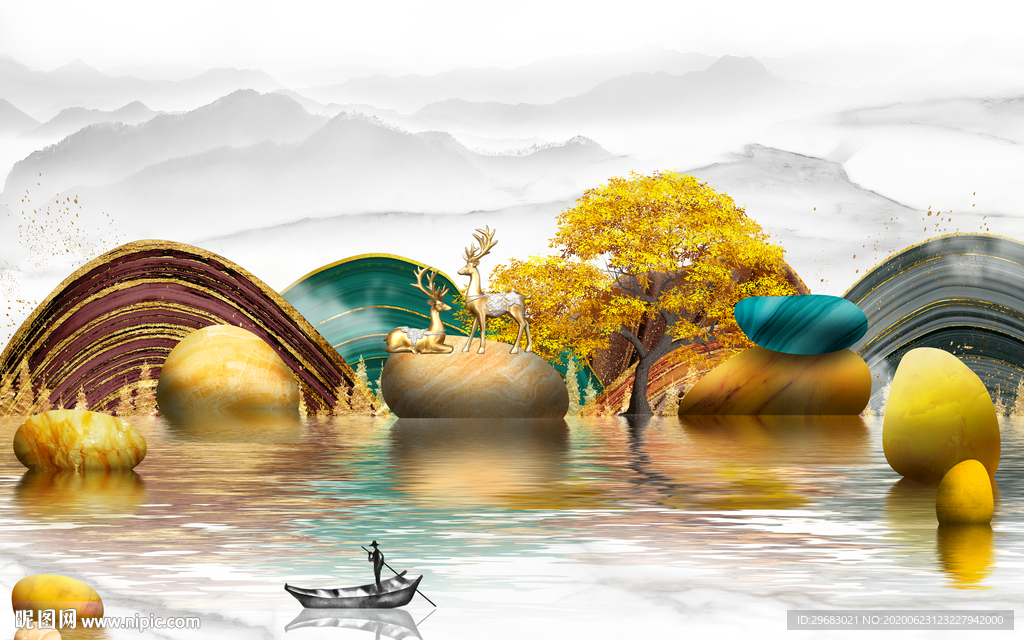 现代超高清山水画 tif分层