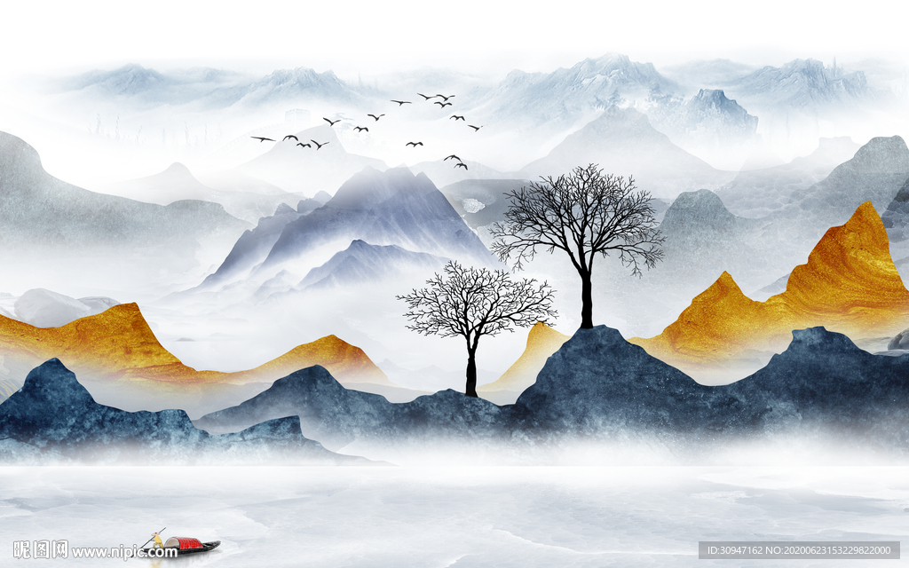 大气装饰山水画 TIF分层