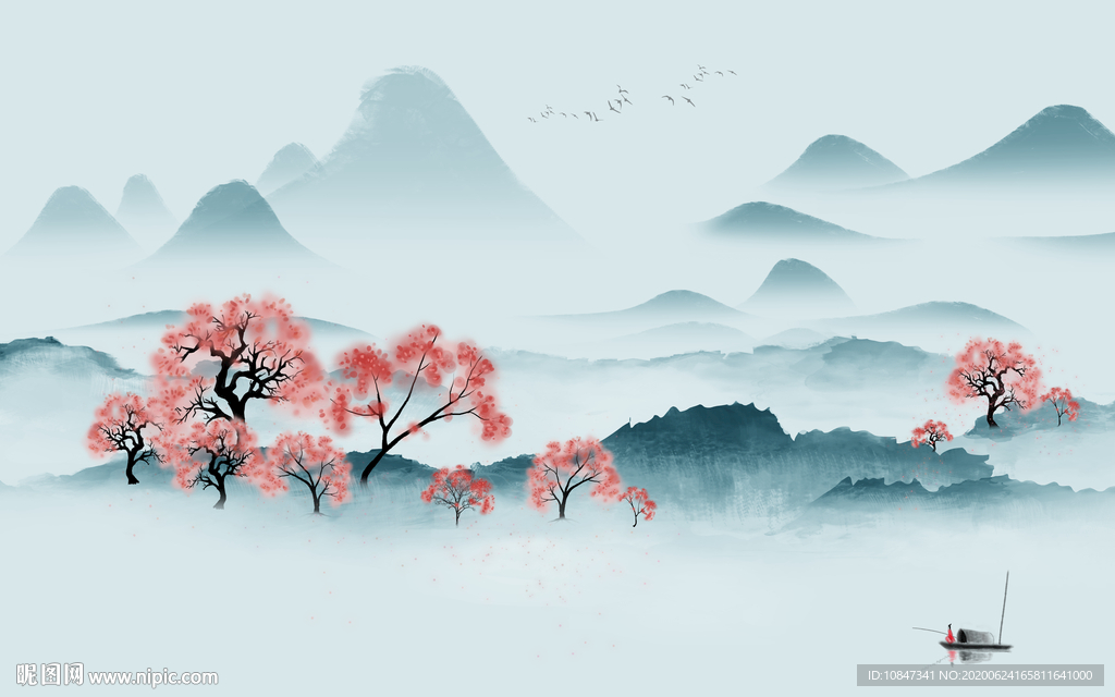 简约 热卖山水画 TIF分层