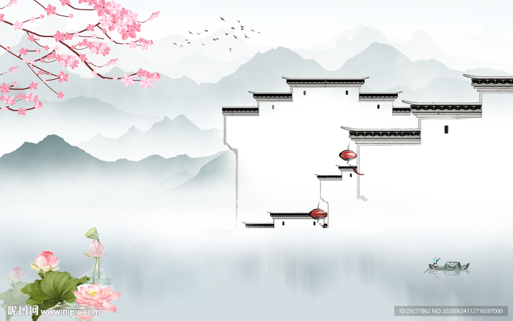 徽派意境新山水画 TIF分层