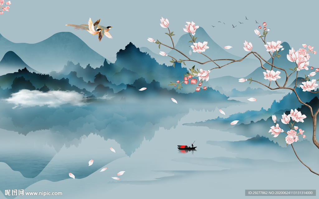 最新意境新山水画 TIF分层