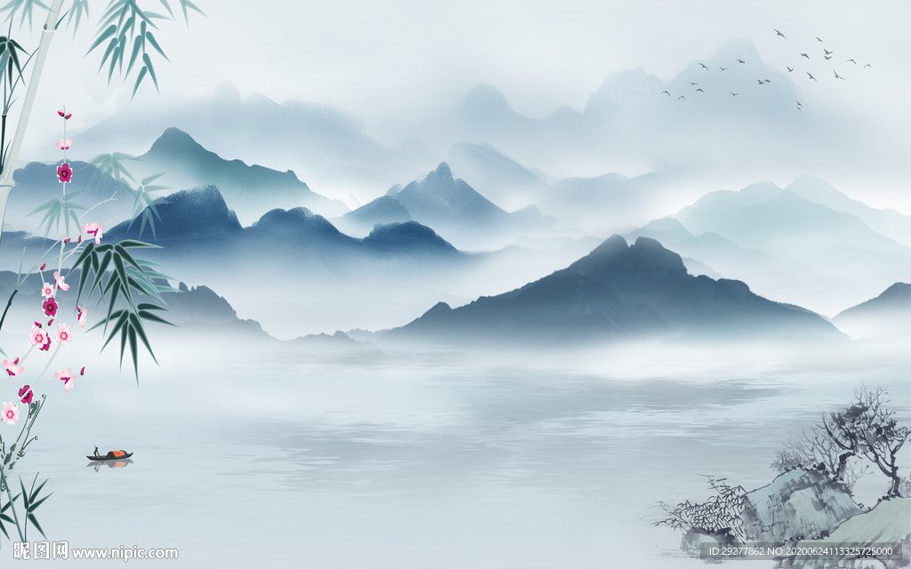 中式意境新山水画 TIF分层