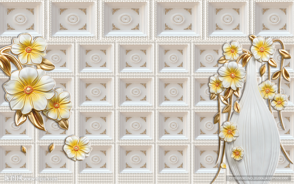 欧式3d玫瑰花背景墙