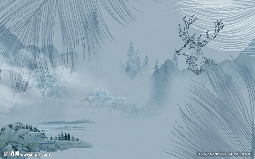 高档 热销山水画 tif分层