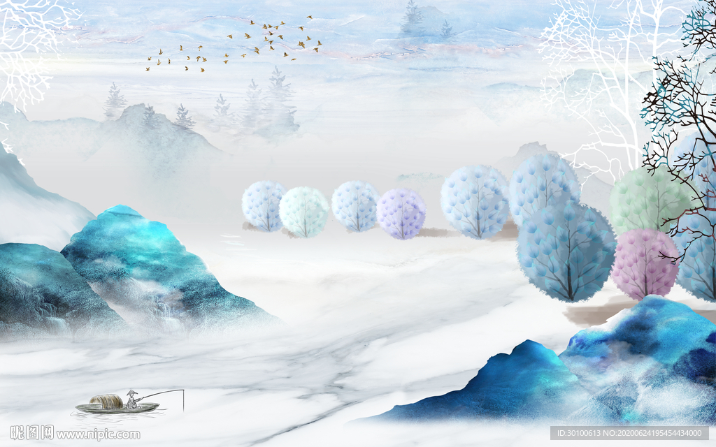 高端爆款山水画 TIF分层