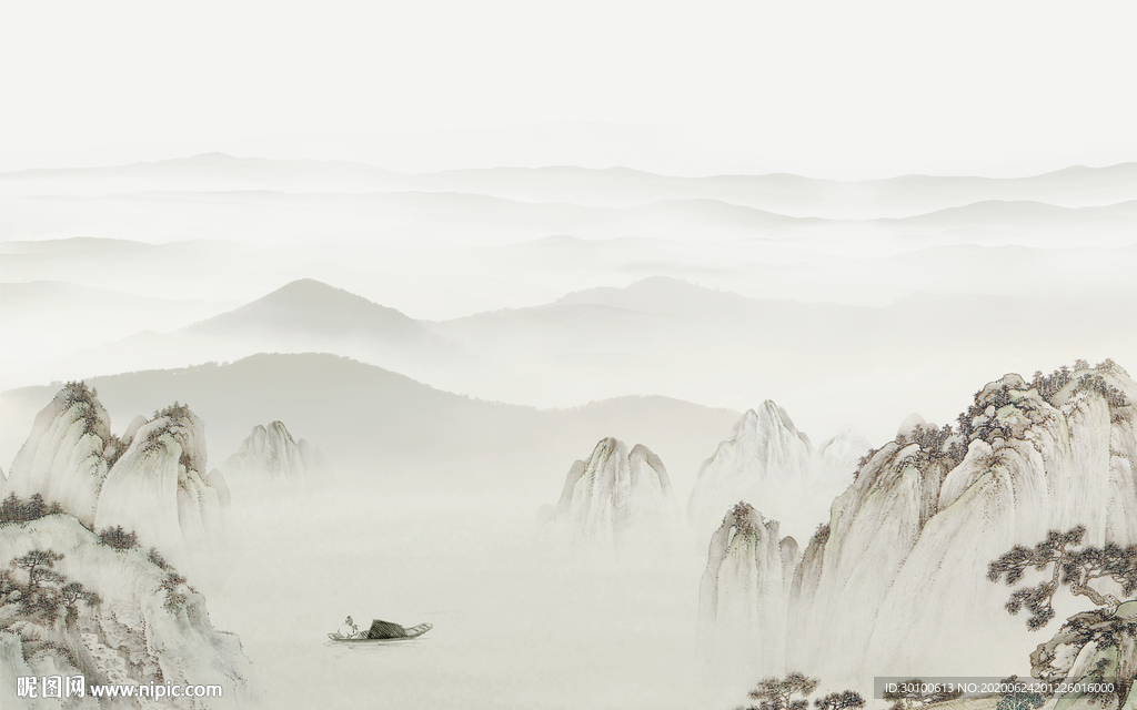 中式 爆款山水画 TIF分层