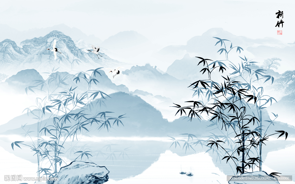 现代 爆款山水画 TIF分层