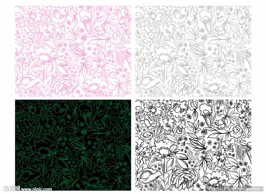 手绘植物花卉连续