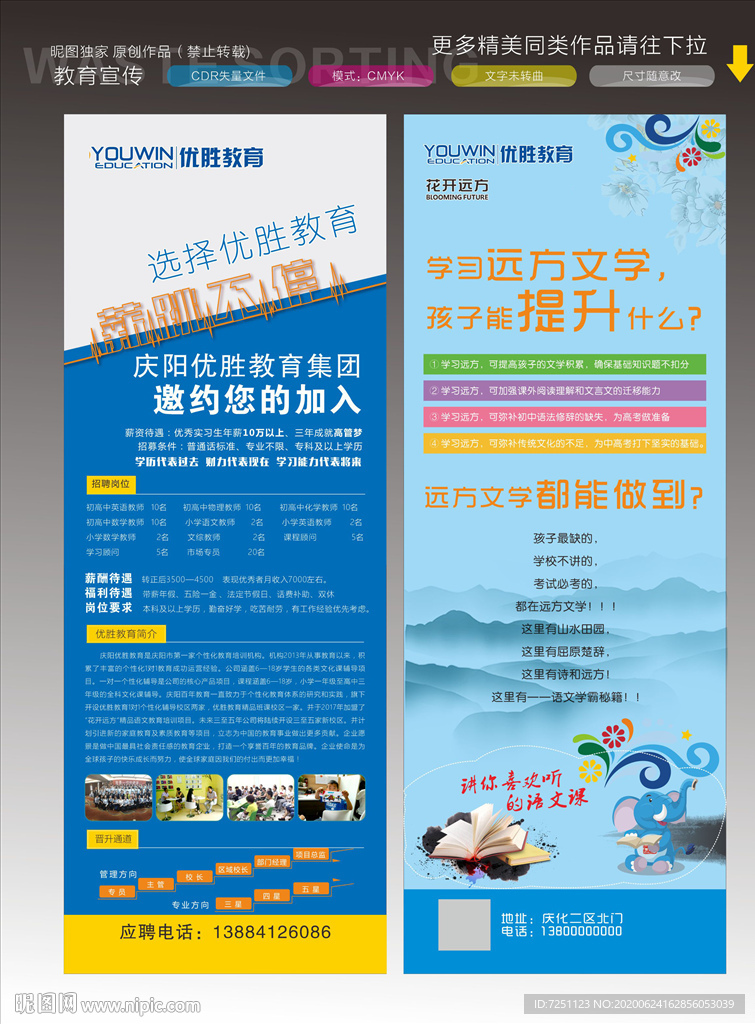 优胜教育语文 招聘展架