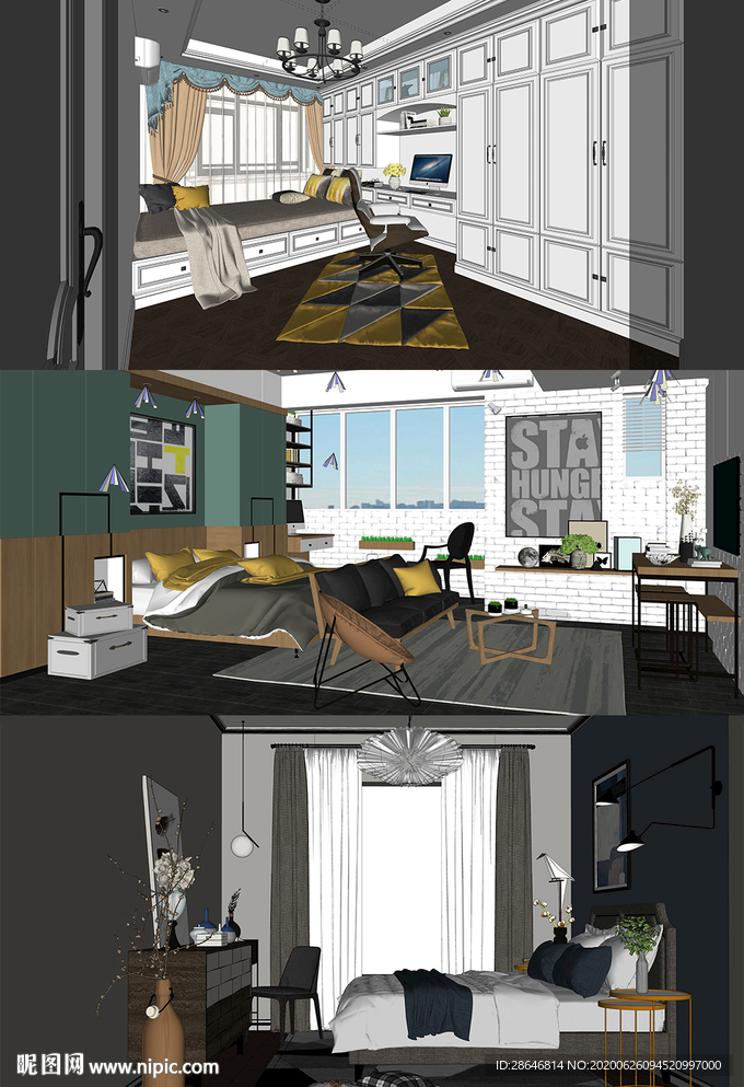 卧室空间SU模型设计-3