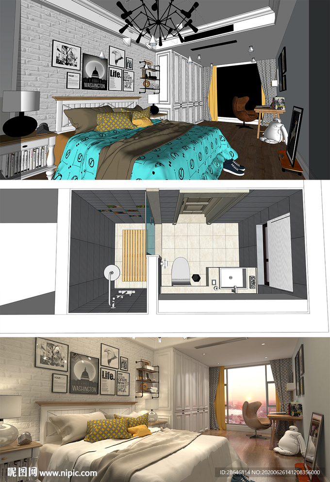 卧室空间SU模型设计-4