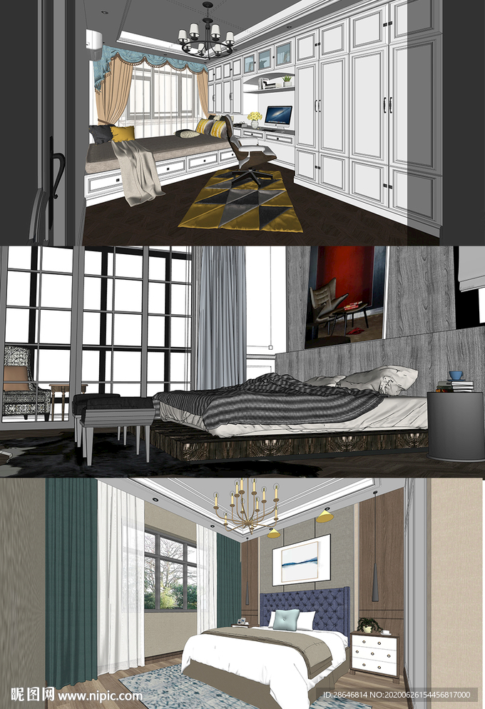 卧室空间SU模型设计-7