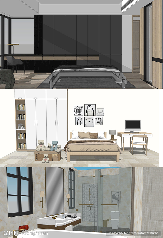 卧室空间SU模型设计-10