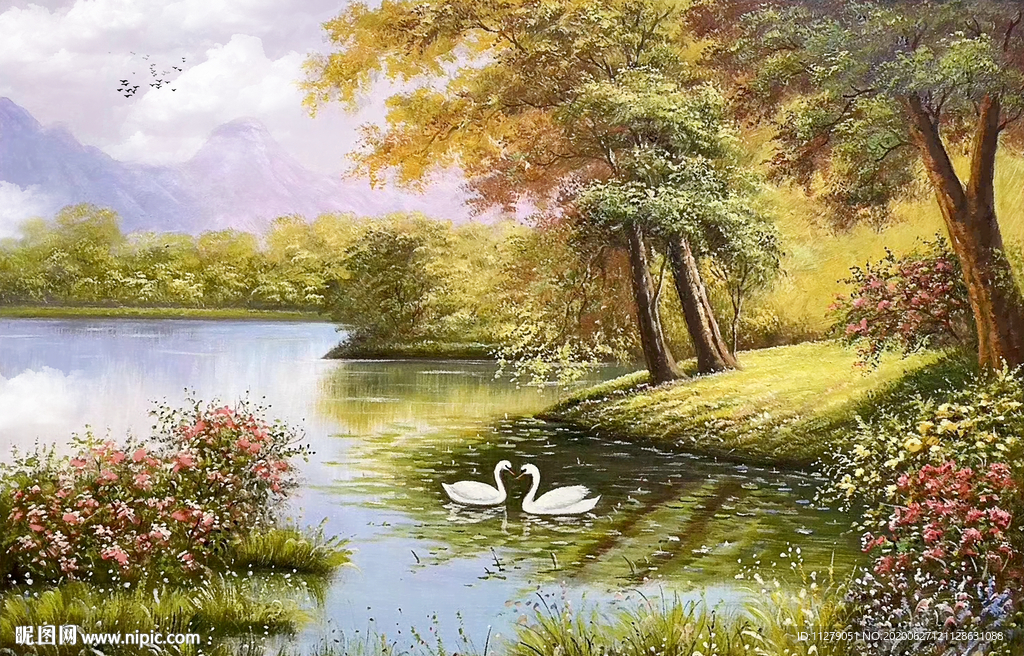 风景油画田园风光