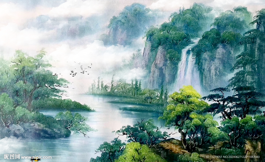 风景油画招财画