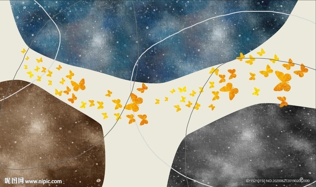 金色蝴蝶电视背景墙