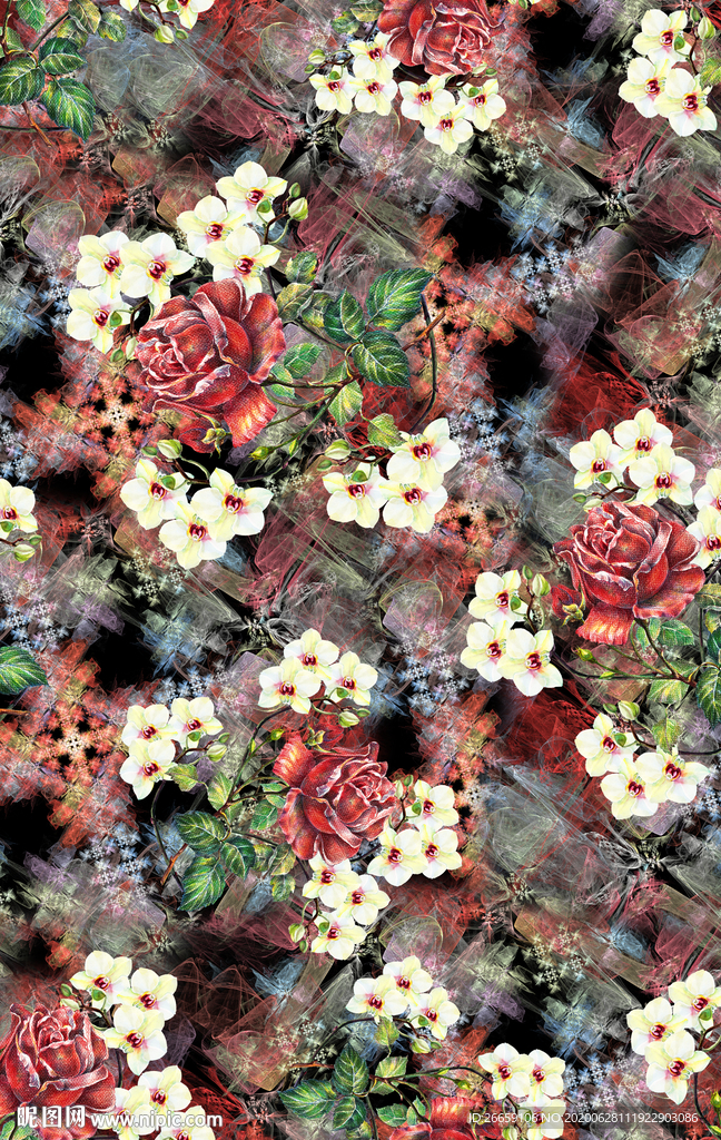 连续循环数码印花小碎花花卉花型