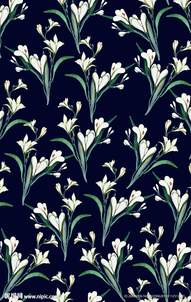 连续循环数码印花小碎花花卉花型