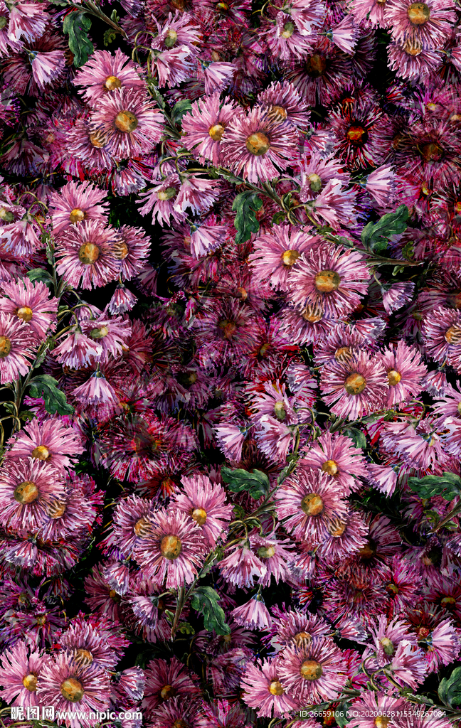 连续循环数码印花花卉花型