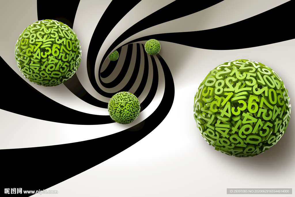 立体数字圆球3D空间背景墙