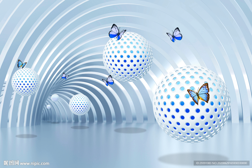 立体圆球3D空间背景墙