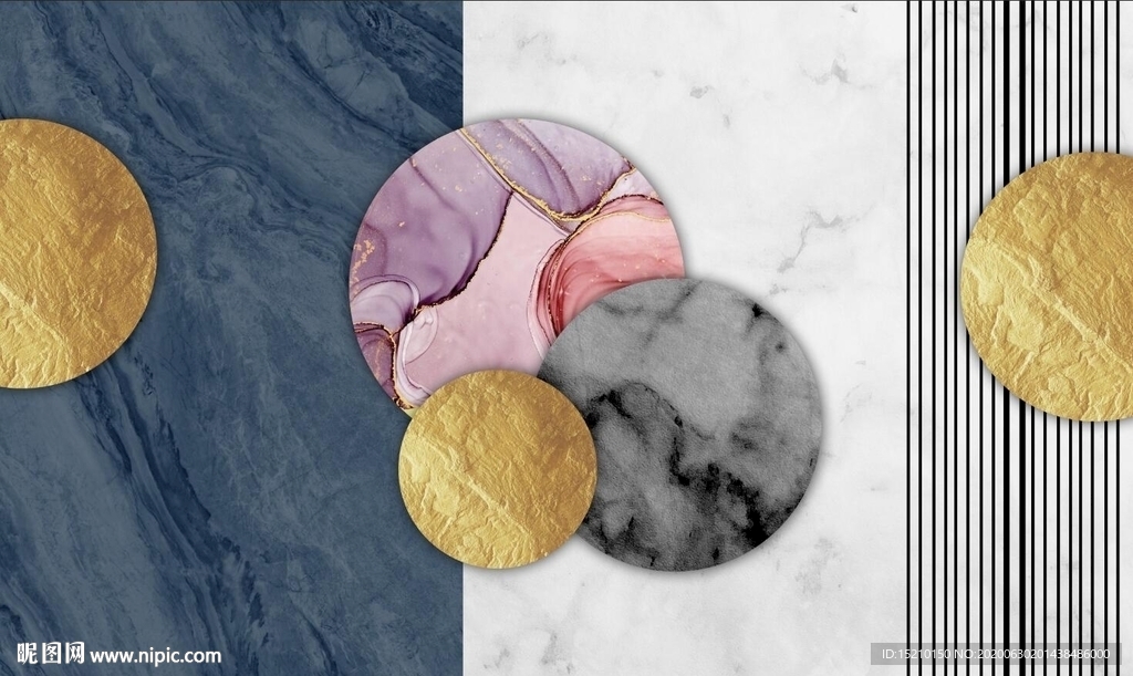 几何圆圈电视背景墙