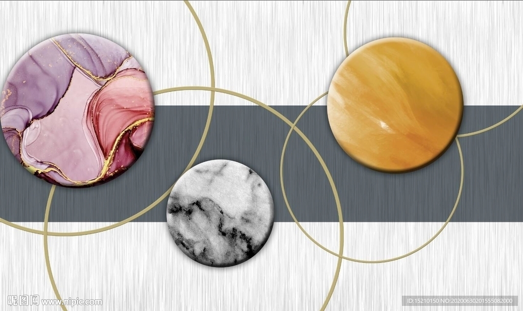 几何圆圈电视背景墙