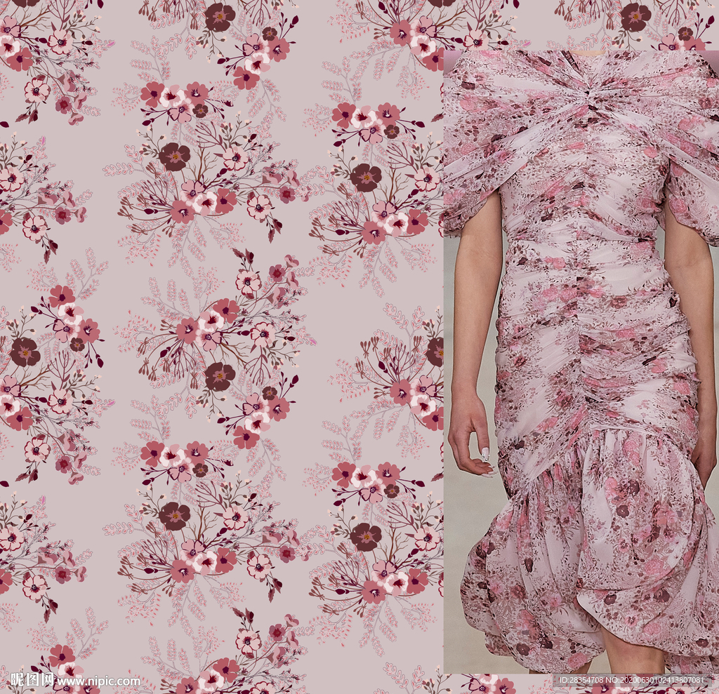 大牌 花卉 手绘 数码印花