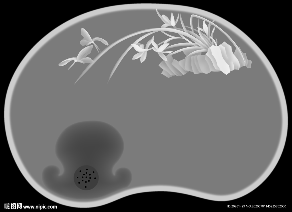 兰花茶盘灰度图