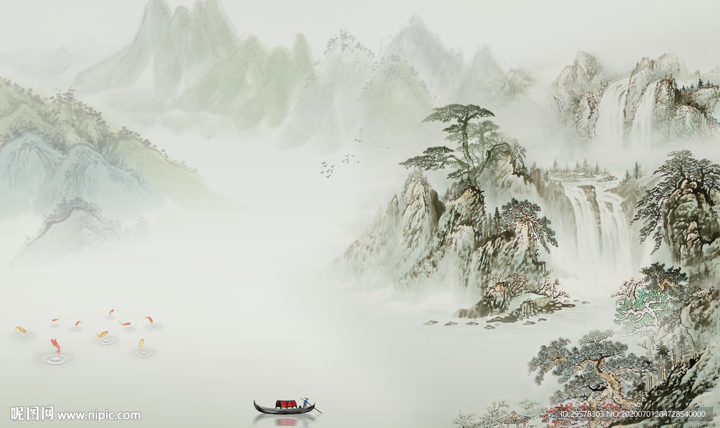 国画 山水风景画 TIF分层