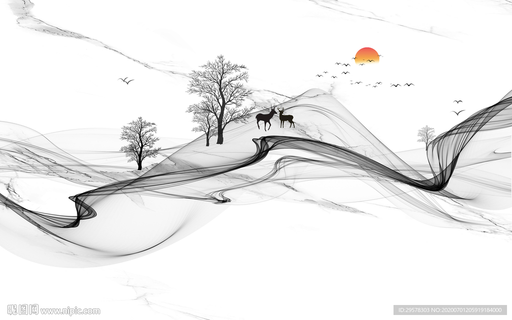 爵士白装饰画 TIF分层