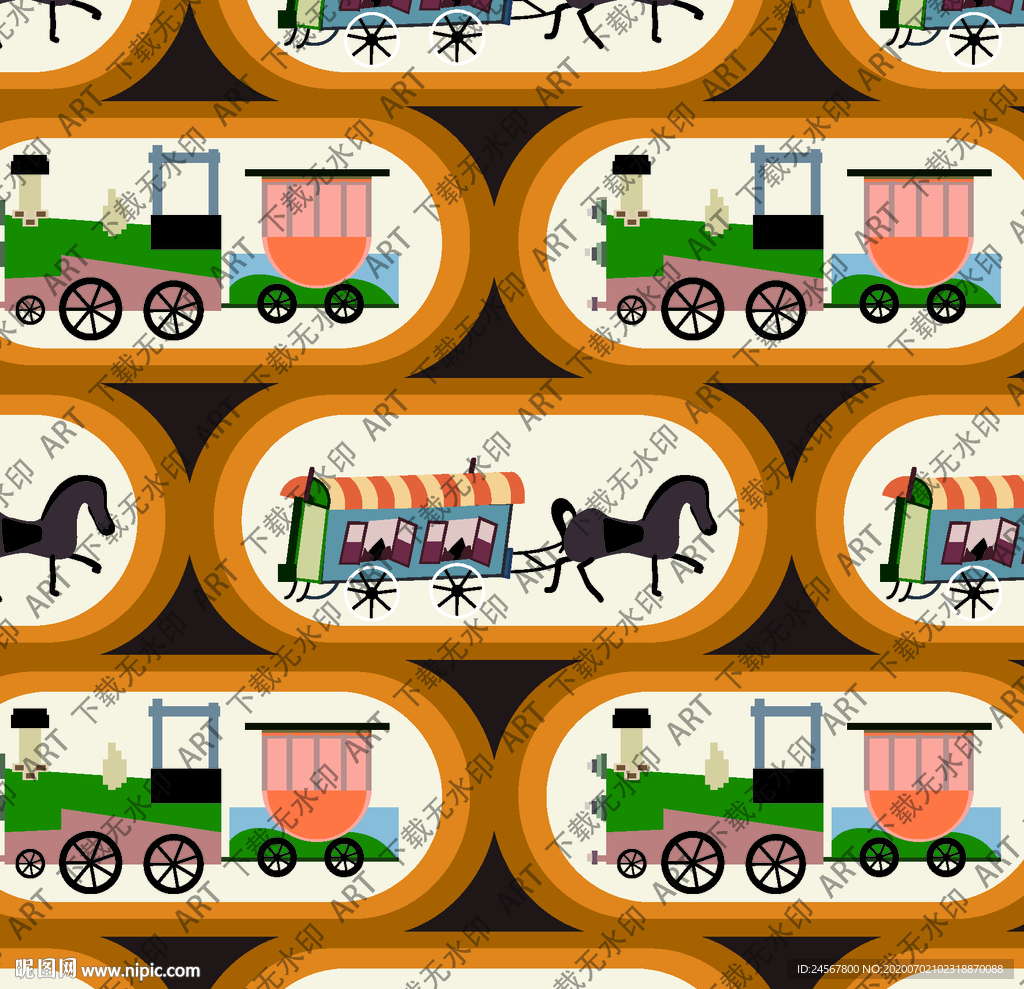 马 爱马仕 数码印花  马车