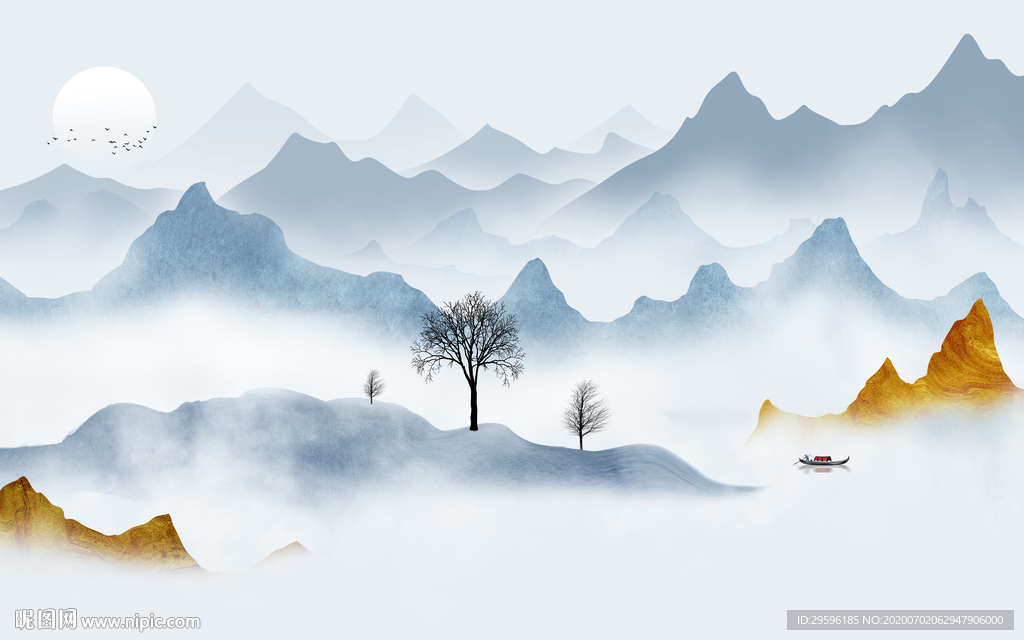 大气 新爆款山水画 tif分层