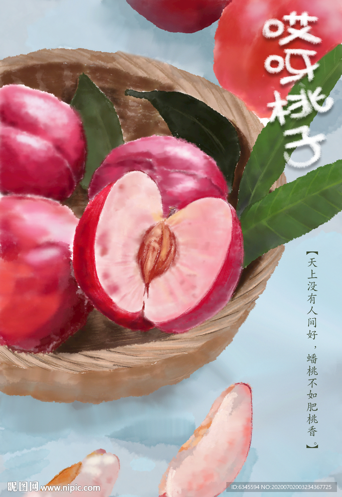 手绘插画桃子