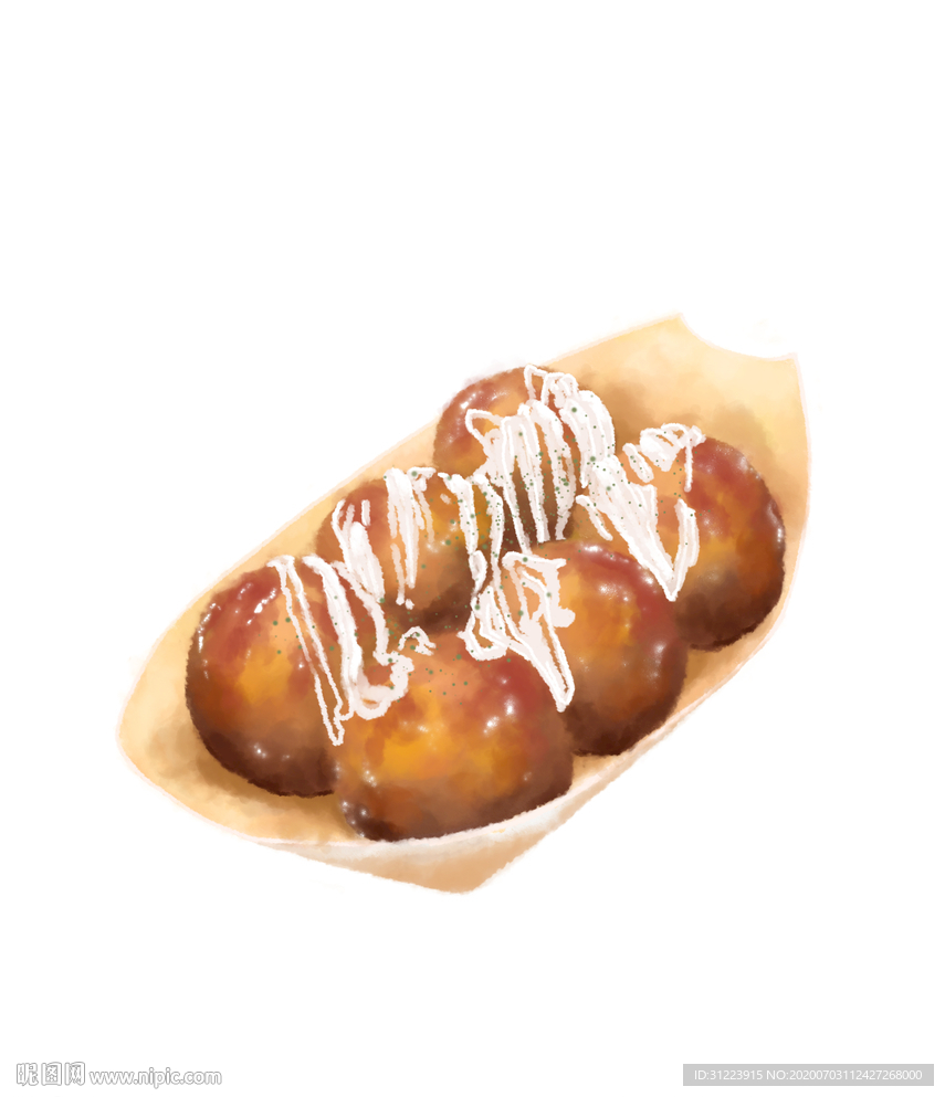 章鱼烧 手绘 插画 日本