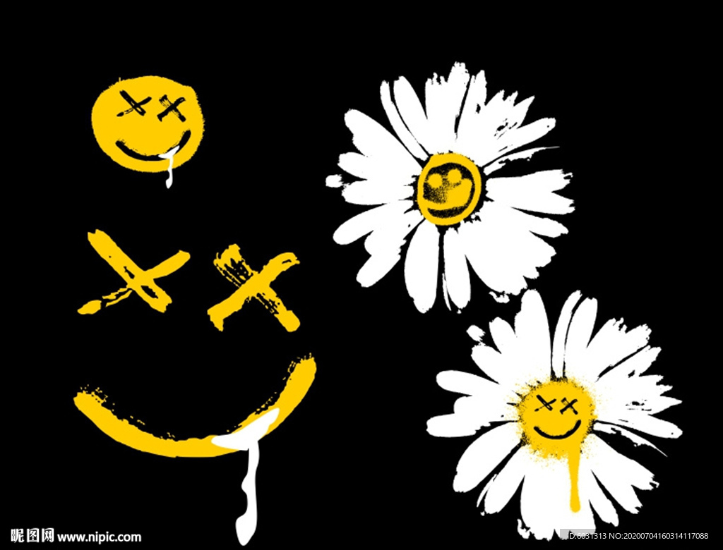 涂鸦笑脸菊花