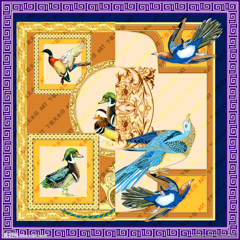 大牌 方巾 潮牌 鸭 飞鸟