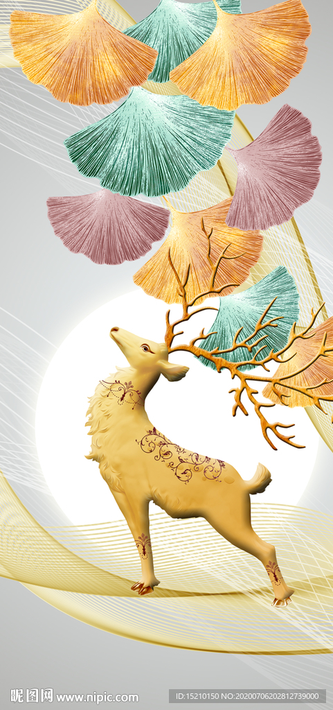 银杏树叶玄关背景墙