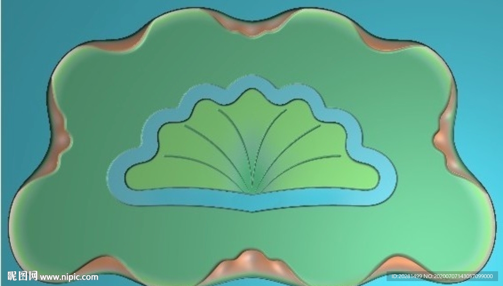 扇形荷叶茶盘精雕图