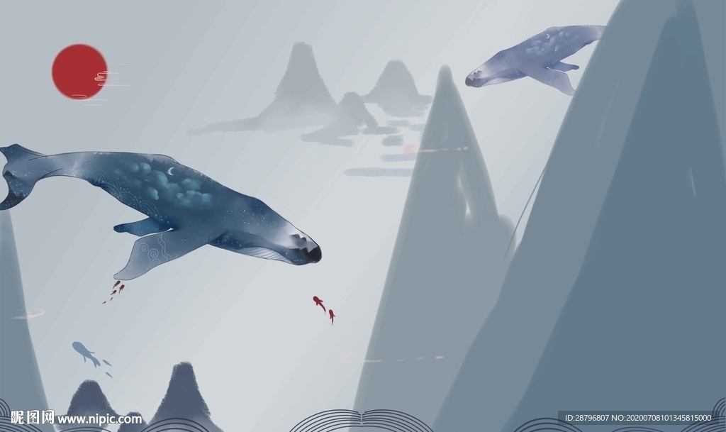 古风新中式鲲鲸鱼