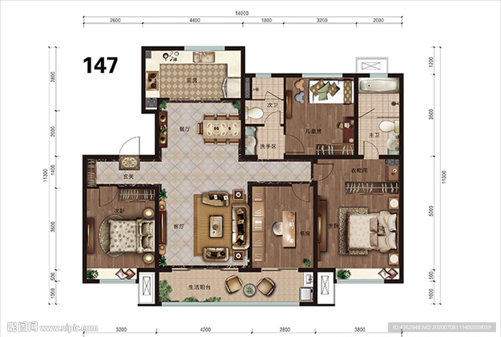 地产户型渲染图