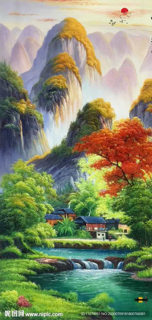 风景油画招财画