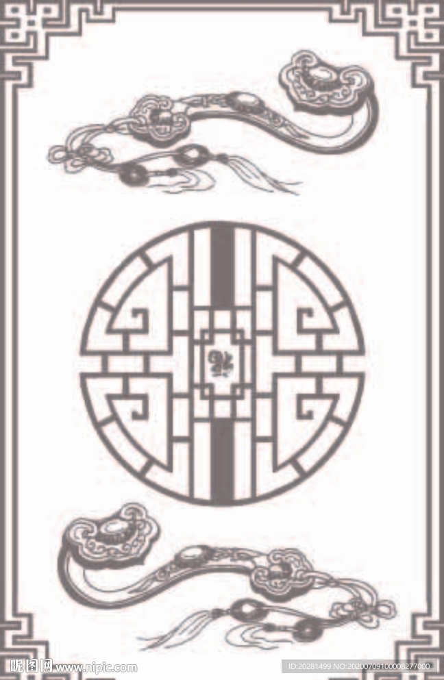 玉如意 福 硅藻泥矢量图