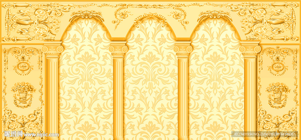 欧式香槟金巴洛克罗马宫廷风背景